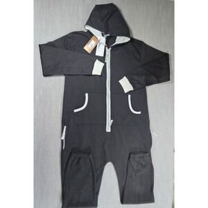 Skyline Wears Womens Black One Piece Non Footed Pajama Jumpsuit Romper Sz M